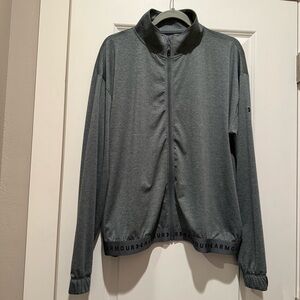 Under Armour Mens Zip Jacket XL Gray Loose Heat Gear Elastic Waist Pockets